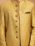 Vastramay Men's Yellow Silk Blend Sherwani With Rose Gold Kurta Pant Set